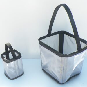 two silver mesh bags